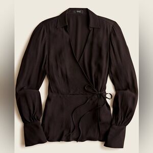 J. Crew Drapey Crepe Wrap Top Black Size 2 NWT